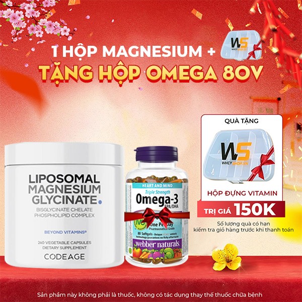 (MAGIE) Viên uống bổ sung khoáng chất Magie CODEAGE Liposomal Magnesium Glycinate, 240 viên/ 1 hộp -
