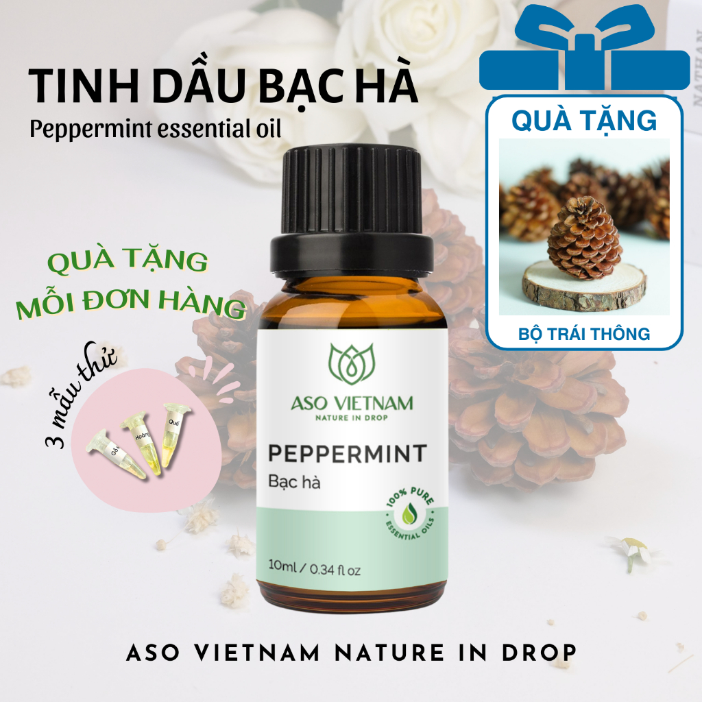 Tinh Dầu Bạc Hà (Peppermint) ASO-Tinh Dầu Thơm Phòng-Tinh Dầu Thiên Nhiên Nguyên Chất Nhập Khẩu-Tập trung,Tạo Năng Lượng