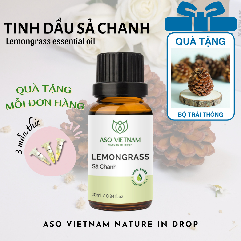 Tinh Dầu Sả Chanh (Lemongrass) ASO-Tinh Dầu Thơm Phòng-Tinh Dầu Thiên Nhiên Nguyên Chất Nhập Khẩu Kiểm Nghiệm-Đuổi Muỗi
