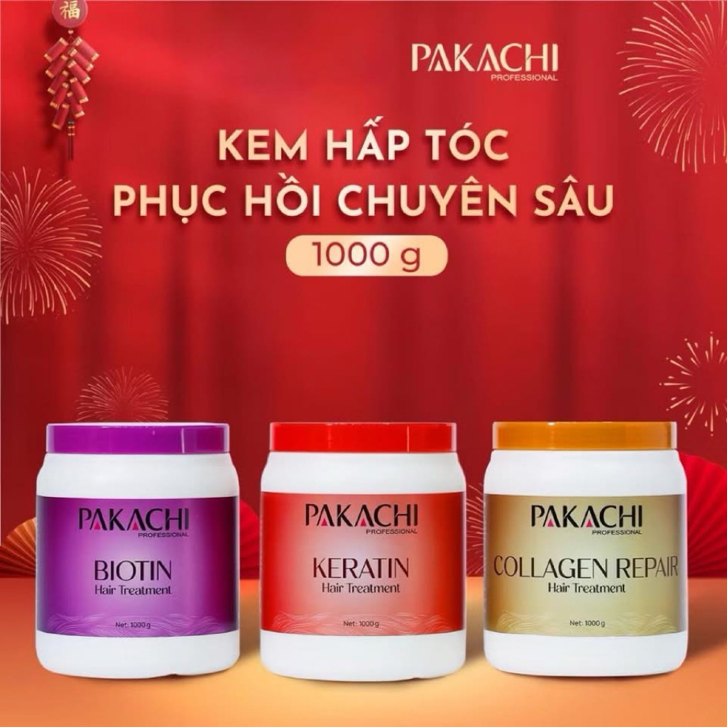 hấp ủ xả tóc Pakachi phục hồi chuyên sâu siêu mềm mượt hũ 1000g