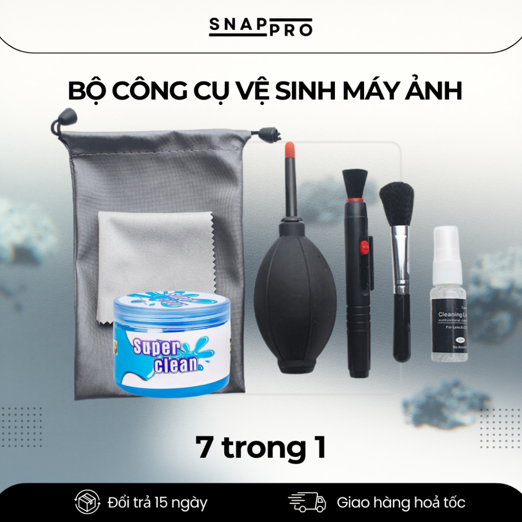 Combo Vệ Sinh Máy Ảnh & Ống Kính 7 Trong 1 – Bộ Dụng Cụ Làm Sạch Lens, Cảm Biến DSLR Mirrorless