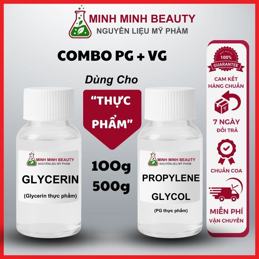 Combo (𝗣𝗚) 𝗣𝗿𝗼𝗽𝘆𝗹𝗲𝗻𝗲 𝗚𝗹𝘆𝗰𝗼l, (𝗩𝗚) 𝗚𝗹𝘆𝗰𝗲𝗿𝗶𝗻 thực vật dùng trong TLĐT, thực phẩm, dược phẩm, mỹ phẩm