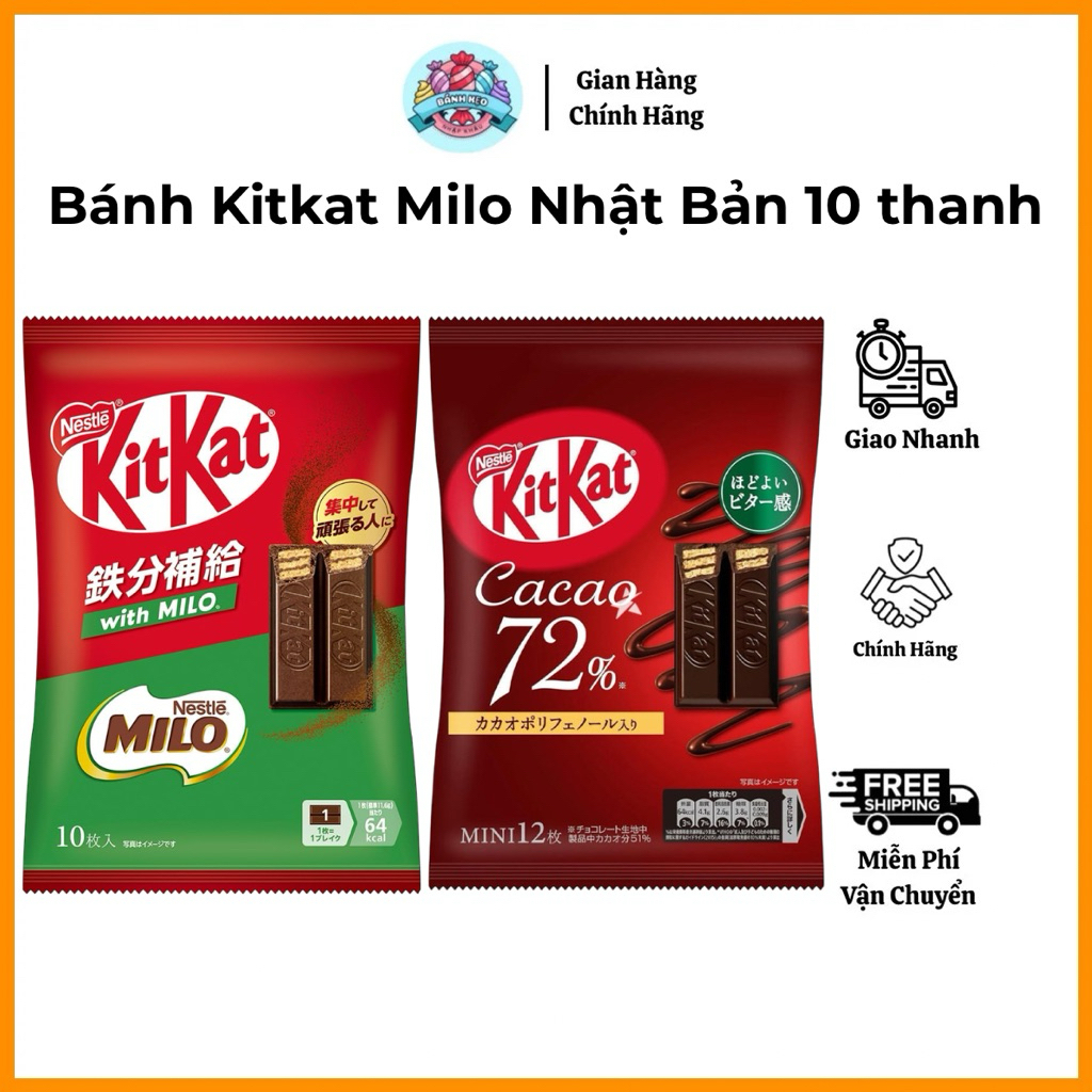 Bánh KitKat Milo Nhật Bản 10 Thanh – Socola KitKat Vị Milo,Nội Địa Nhật-Date Xa