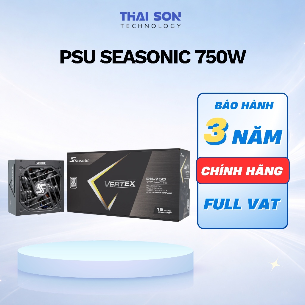 [Full VAT] PSU Nguồn máy tính Seasonic 750W 80 Plus Platinum Vertex - Bảo hành 36 tháng