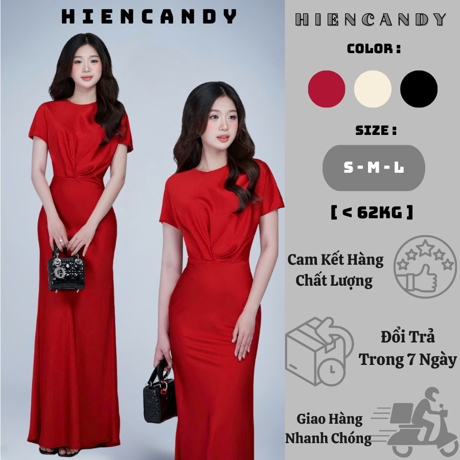 [D214] ĐẦM LỤA XOẮN NGỰC DÁNG DÀI - SANG TRỌNG - QUÝ PHÁI - THANH LỊCH - HIENCANDY