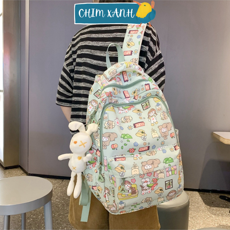 Balo đi học nữ balo đi chơi nữ balo thời trang nữ họa tiết xinh xắn size lớn nhiều ngăn chống thấm n