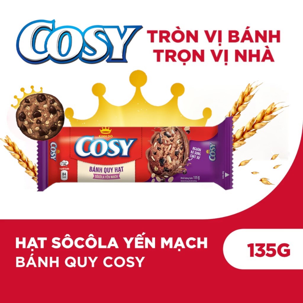 Bánh Quy Socola Yến Mạch COSY Oatmeal Chocolate Chip Cookies 135G Tăng Cường Chất Sơ & Bổ Sung Canxi