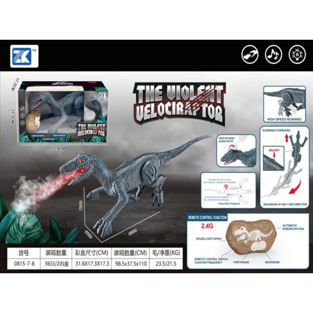 🦖 KHỦNG LONG ĐIỀU KHIỂN TỪ XA – PHUN KHÓI, PHÁT SÁNG, GẦM HÚ SỐNG ĐỘNG - Ken’s Kids Toys Shop