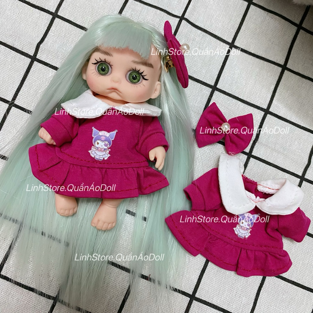 [Quần áo búp bê] ĐẦM TIỂU THƯ HỌAT HÌNH BÉ GÁI DOLL 5IN