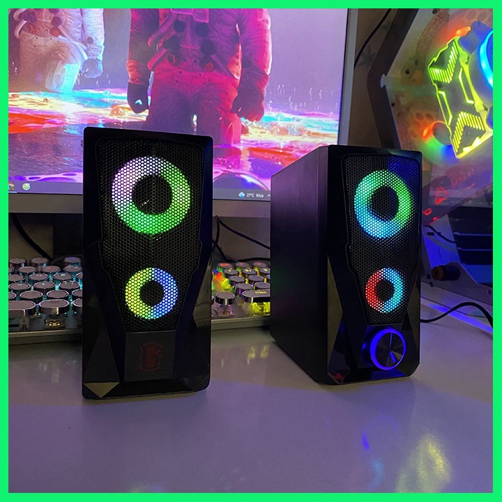 Loa Máy Tính Mini Để Bàn Led Rgb 2.0 ROBOT RS200 Âm Thanh Hay Bass Mạnh Kết Nối Cắm Dây Usb Và 3.5