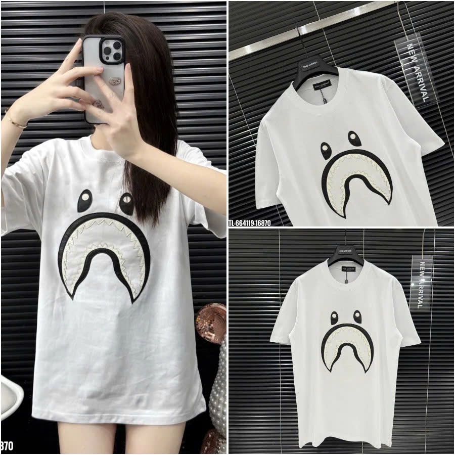 Áo Thun Bape Thêu Da Hình Cá Mập Siêu Đẹp - Áo Phông Nam Nữ Bape Shark Chất Cotton Cao Cấp 2026 | BigBuy360 - bigbuy360.vn