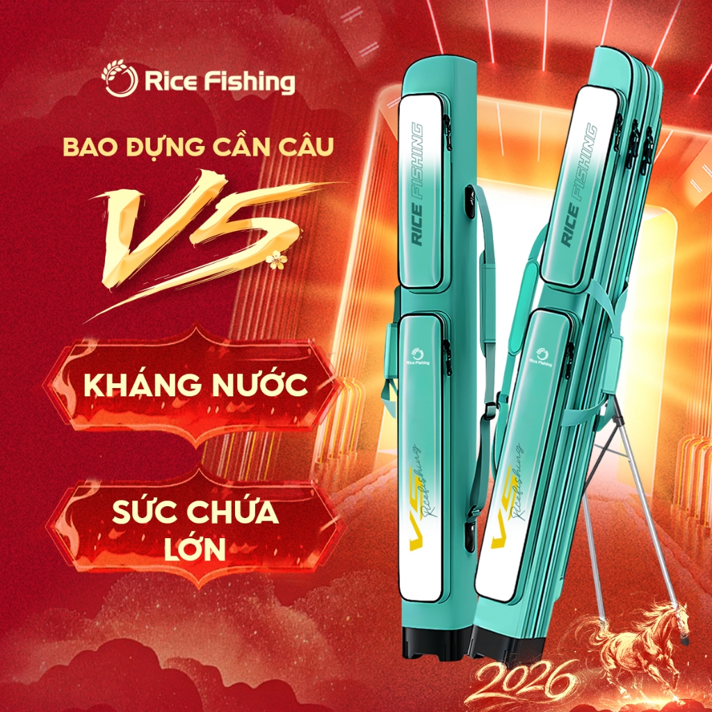 Bao đựng cần câu V5 RiceFishing kích thước 130cm màu sắc mới 2025 TC-24