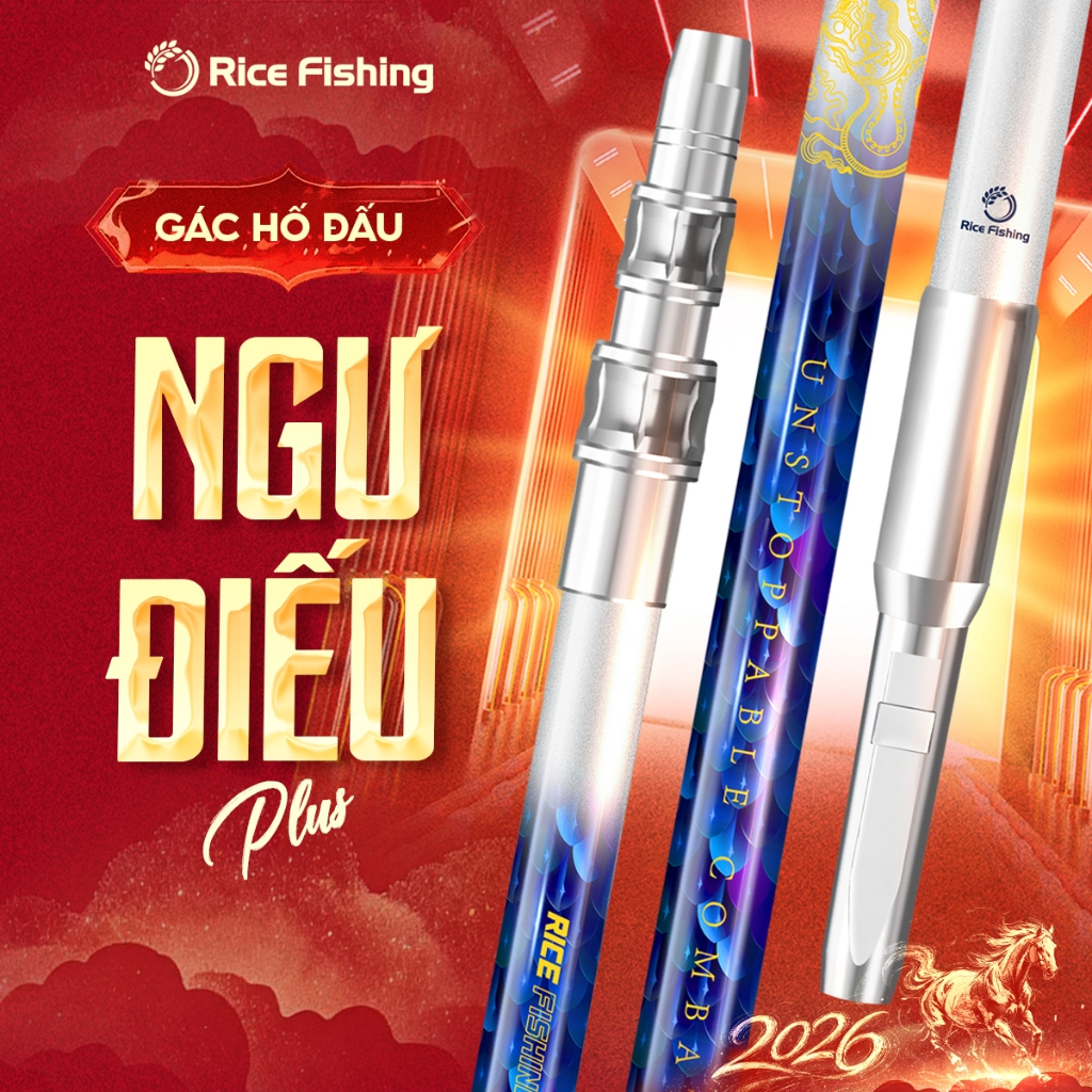 Gác hố đấu NGƯ ĐIẾU PLUS RICE FISHING carbon cao cấp 24T chuyên săn hàng cá lớn KK-70
