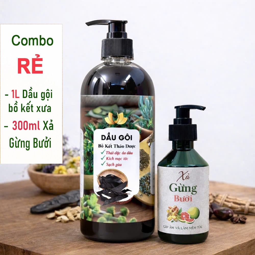 Dầu gội bồ kết [COMBO RẺ] giảm rụng, hết ngứa, mọc tóc
