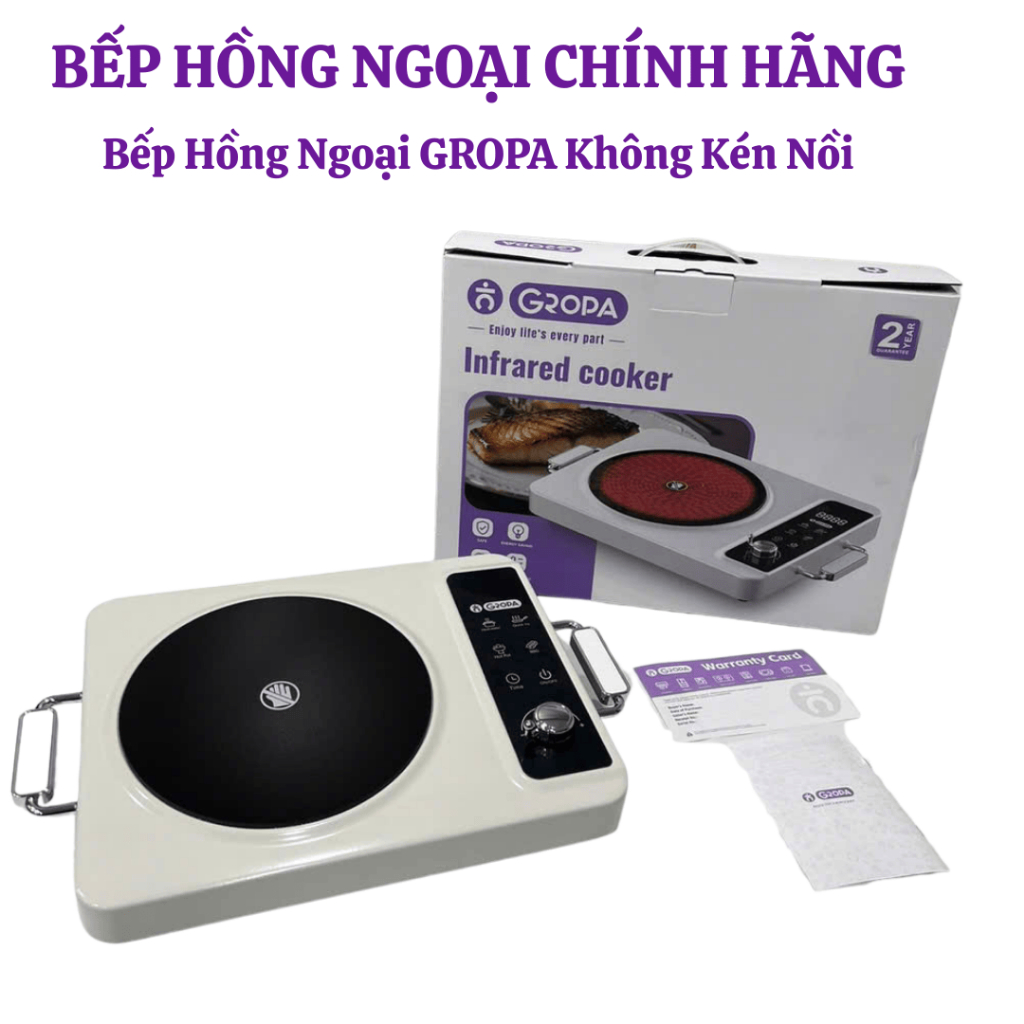 Bếp hồng ngoại GROPA KHÔNG KÉN NỒI ,bếp hồng ngoại công suất 2200w bảo hành 12 tháng lỗi 1 đổi 1