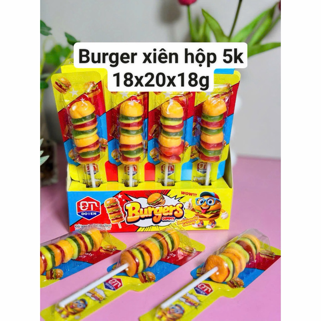 Hộp 20thanh kẹo dẻo burger 5k