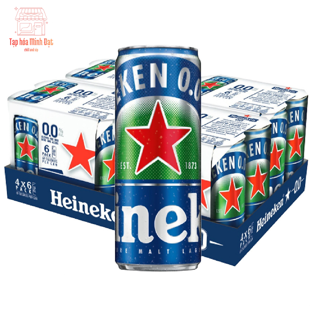 Bia Heineken 0.0% Lon 330ml - Bia Không Độ Cồn, Thơm Ngon, Sảng Khoái - Thùng 24 lon x 330ml