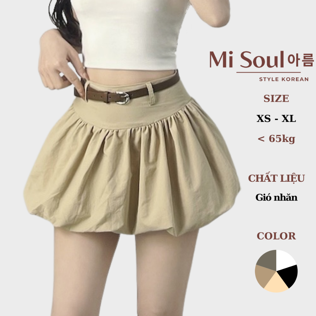 Chân Váy Bí Cạp Cao Chất Gió Nhăn Xếp Ly Nữ 2 Lớp Xoè Bồng Misoul, Váy Qủa Bí Dáng Mini BigSize 385