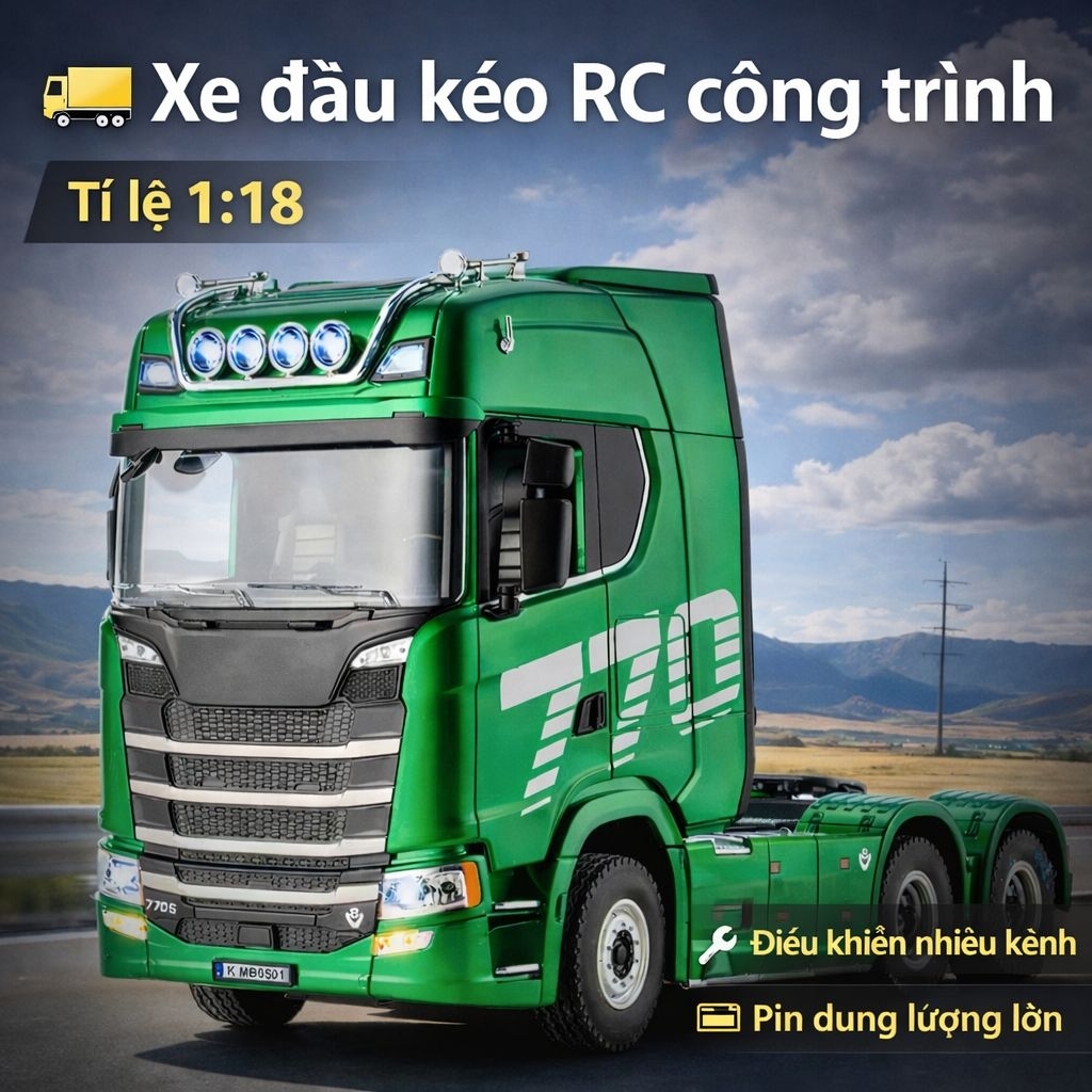 Combo Mooc và Đầu kéo xe đầu kéo điều khiển Scania 770S