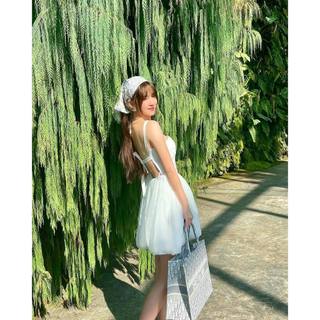 SOYOUNG - Váy nữ maxi đi biển SNOW WHITE Dress sang chảnh, chất liệu Organza cao cấp