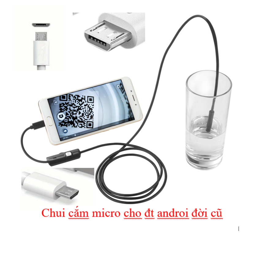 Máy quay phim nội soi dùng cho điện thoại Android CHUI micro, dây truyền 1m dùng cho ĐT đời cũ