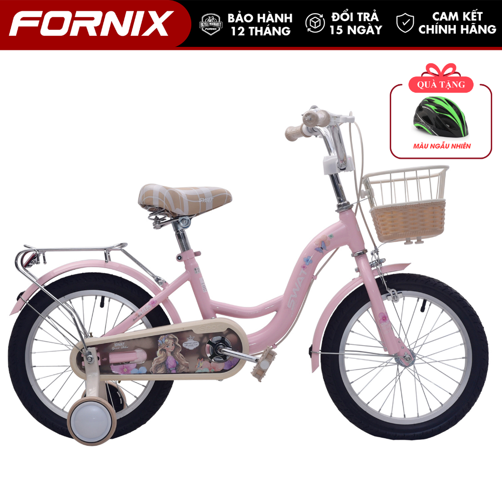 Xe Đạp Trẻ Em Swat FORNIX ZN16 Dành Cho Bé Gái Khung Thép Vòng Bánh 16 Inch