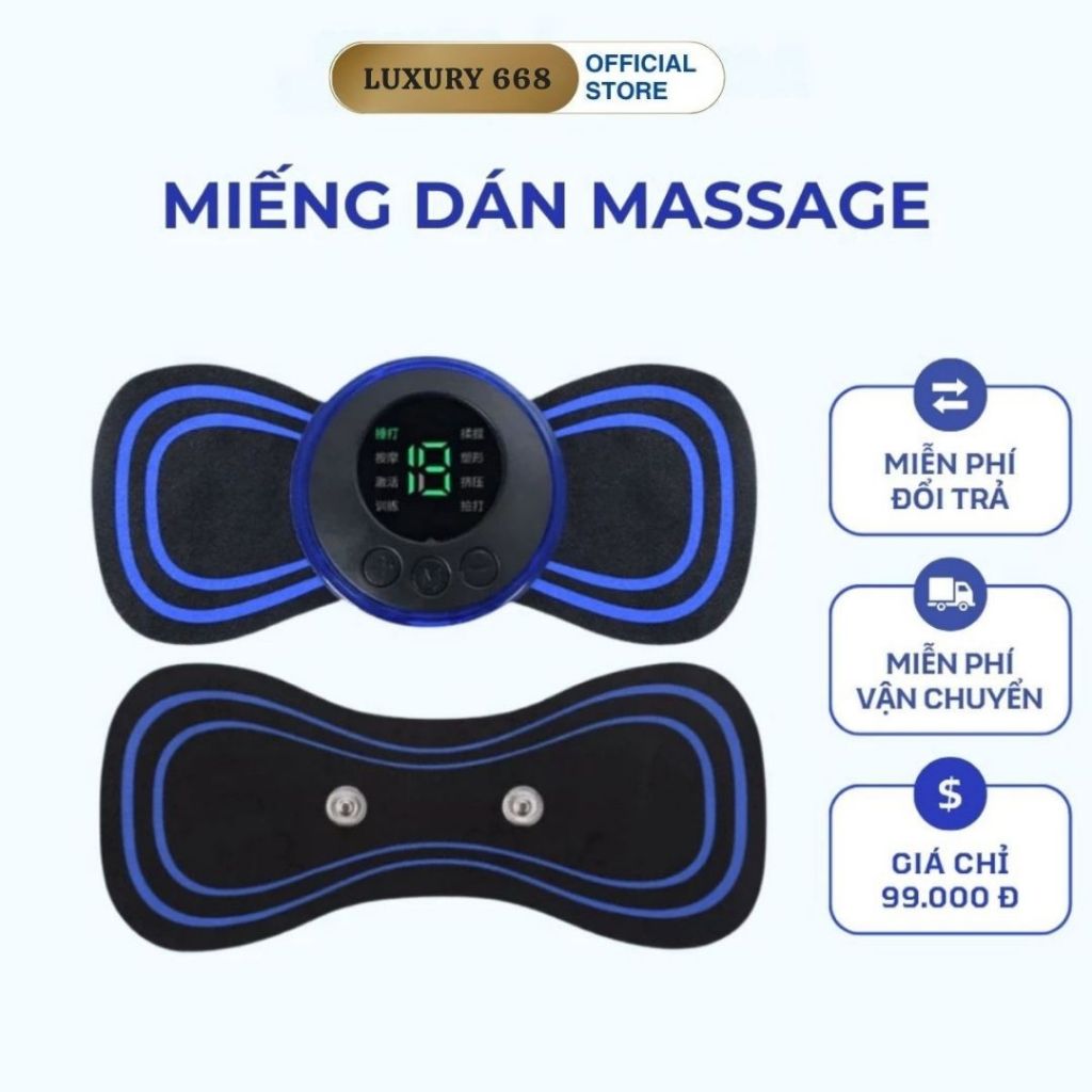 Miếng Dán Massage Xung Điện, Máy Masage Điện Thông Minh, Chân, Cổ, Vai, Gáy 10 Chế Độ Rung Masage Xoa Bóp Giảm Đau.