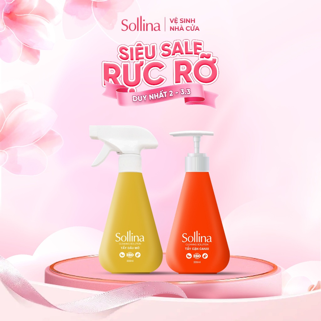 Combo Tẩy Dầu Mỡ & Tẩy Cặn Canxi Sollina