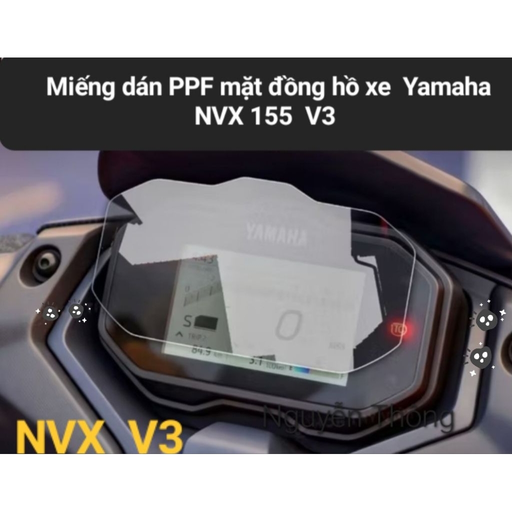 Miếng dán PPF mặt đồng xe Yamaha  NVX  V3, Miếng dán PPF bảo vệ mặt đồng hô xe NVX 155  V3.