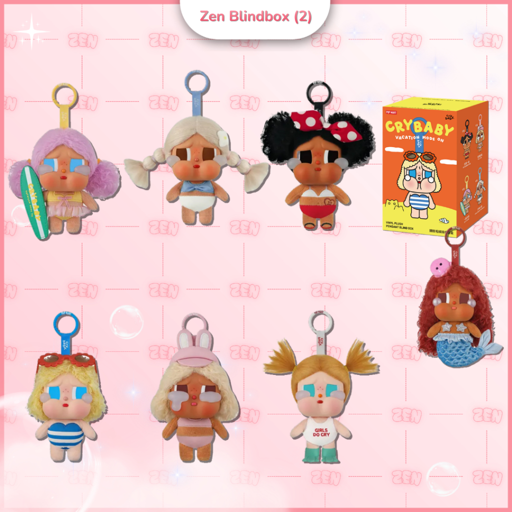 [CHÍNH HÃNG] Blindbox Crybaby Vacation Mode On Series Hộp Mù Móc Khóa Gấu Bông Crybaby Bãi Biển
