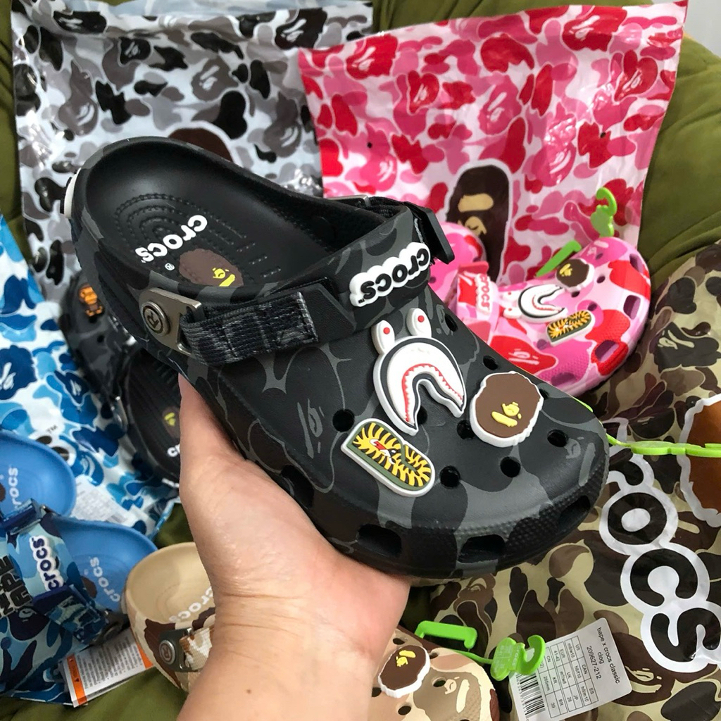 [VNXK-Chính hãng] Dép_Crocs Clog Classic x Bape Clog ABC Camo Bape Bản 2026 Full Túi Zip, SX tại VN