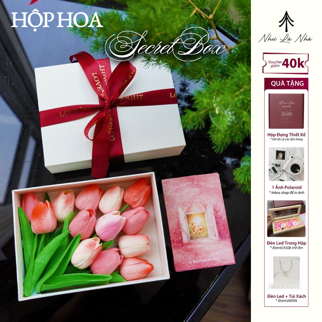 Hộp Hoa Secret Box - Hộp Hoa Kỷ Niệm Lưu Giữ Khoảnh Khắc Yêu Thương | Như Là Nhà Bloom Box