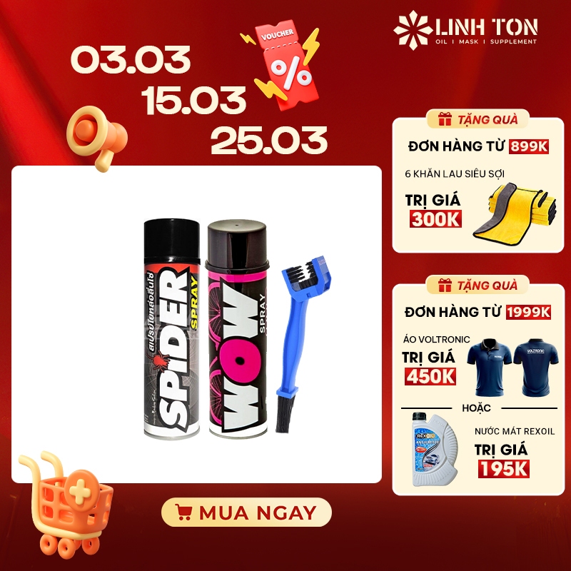 Combo vệ sinh - dưỡng sên nhập khẩu Thái Lan Spider - Wow và bàn chải ( Lube71)