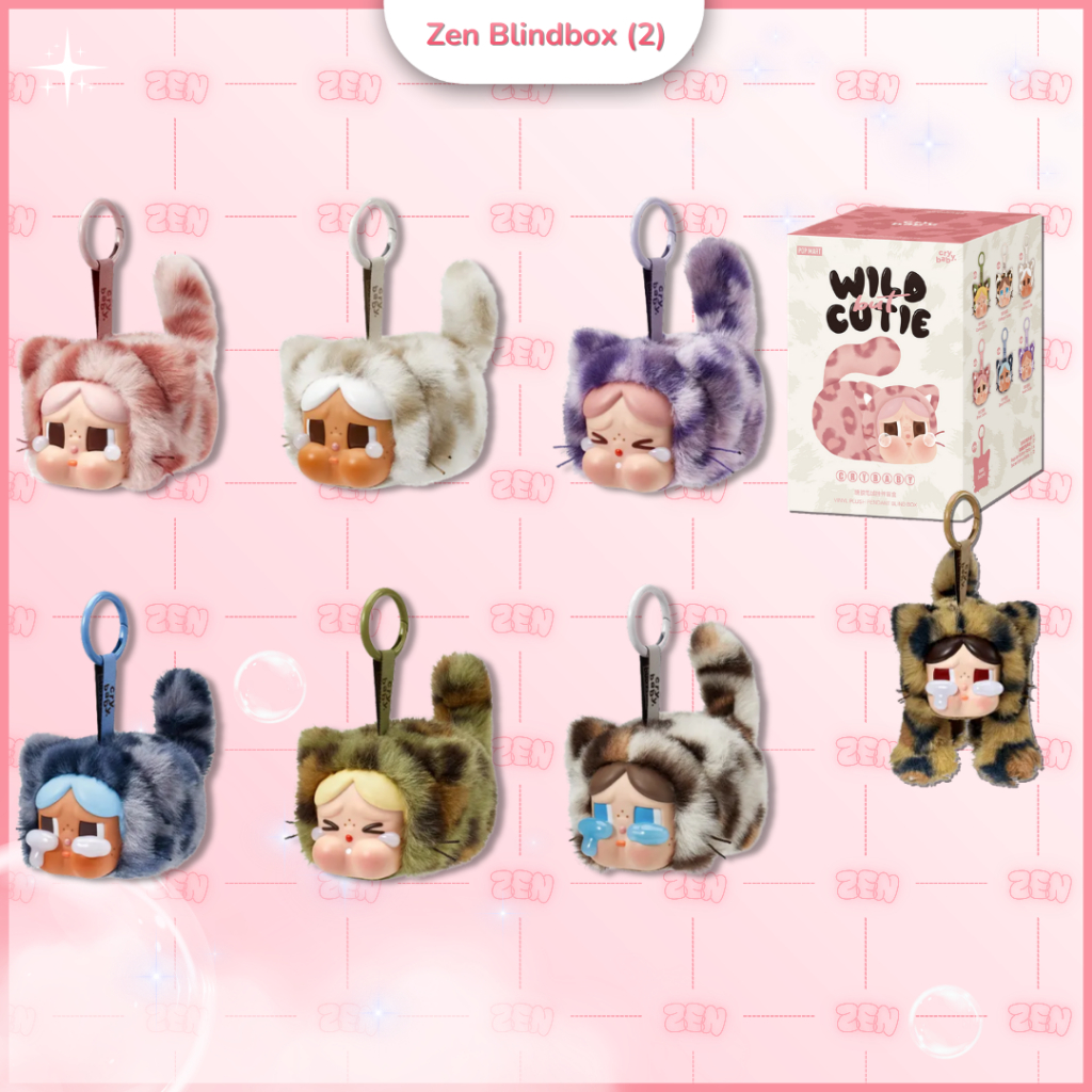 [CHÍNH HÃNG] Blindbox Crybaby Wild but Cutie Series Hộp Mù Móc Khóa Gấu Bông Crybaby Mèo