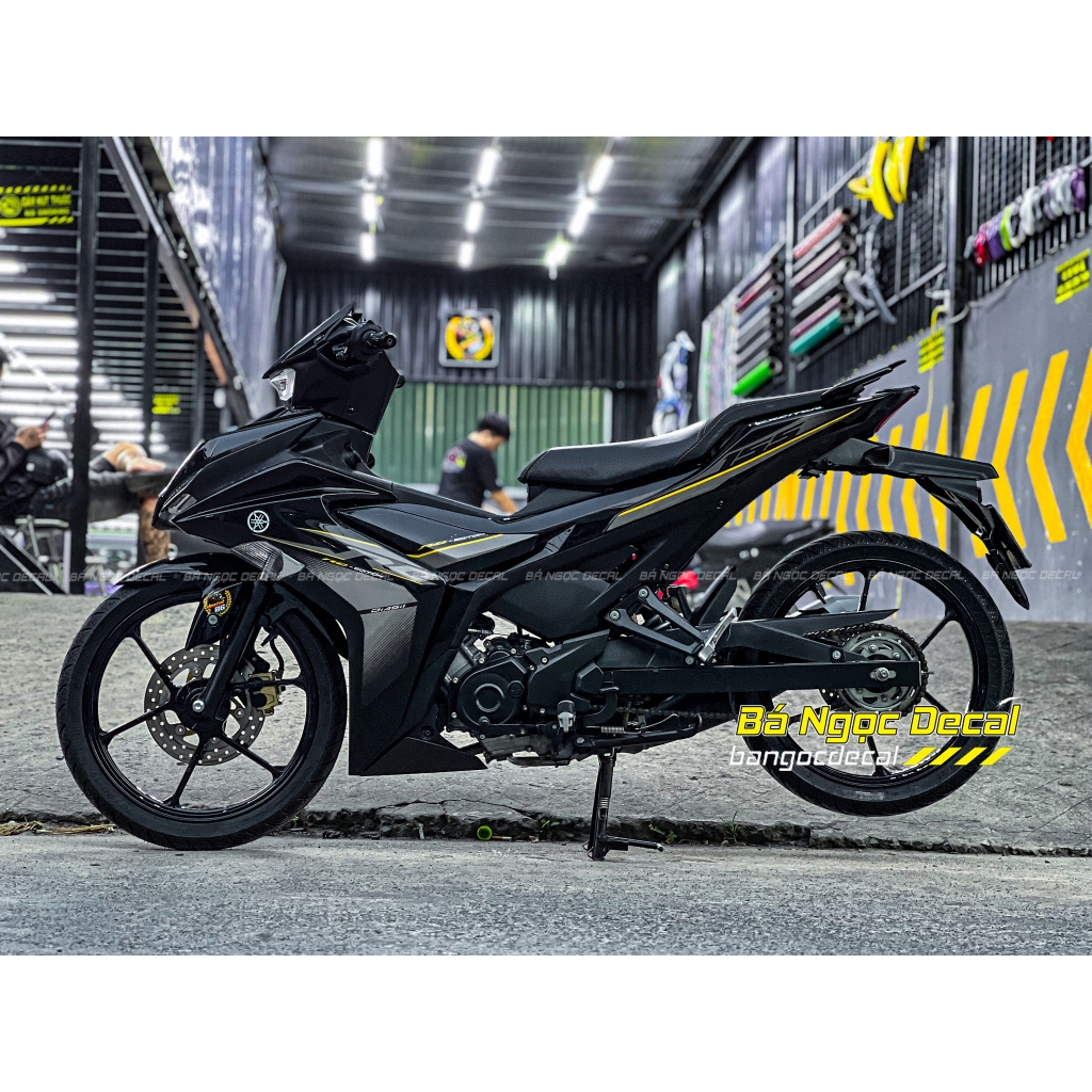 Tem Rc đen vàng 155 tem dán xe ex155 màu đen tem rời 3 lớp