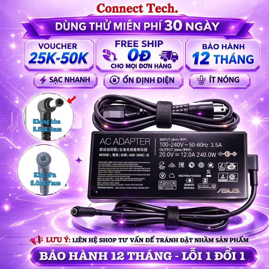 Sạc Laptop Asus TUF Gaming A15 A17, Asus ROG Strix 15 17, Asus ROG Zephyrus G14 G15 G16 M16