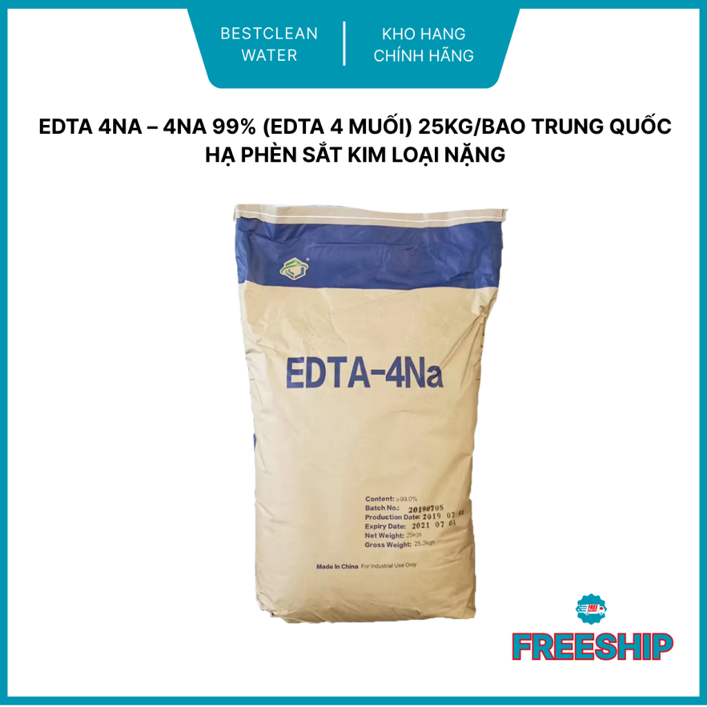 EDTA 4Na – 4Na 99% (edta 4 muối) 25kg/bao Trung Quốc - hạ phèn sắt kim loại nặng