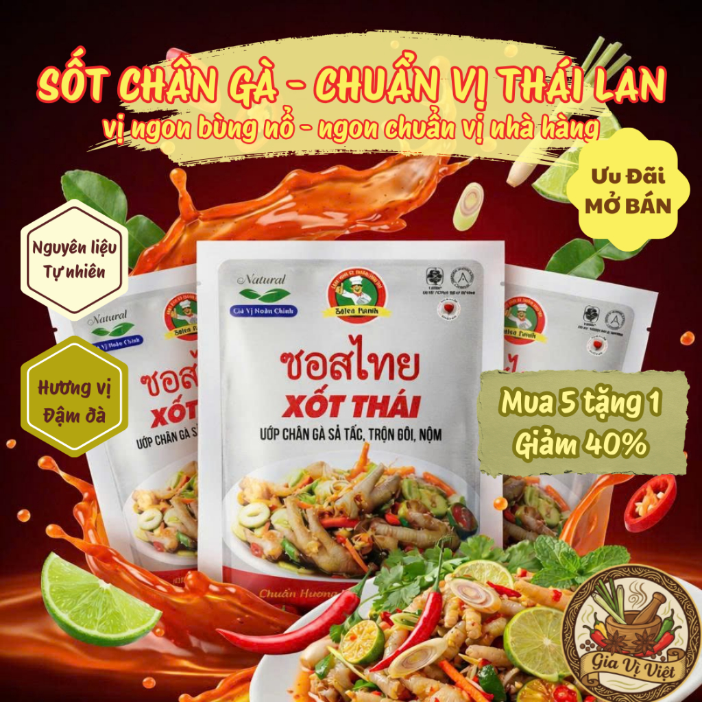[ MÃ GIẢM GIÁ ] XỐT CHÂN GÀ CHUẨN VỊ THÁI LAN - GÓI 90G -DÙNG ĐƯỢC CHO 300G CHÂN GÀ, NGUYÊN LIỆU 100
