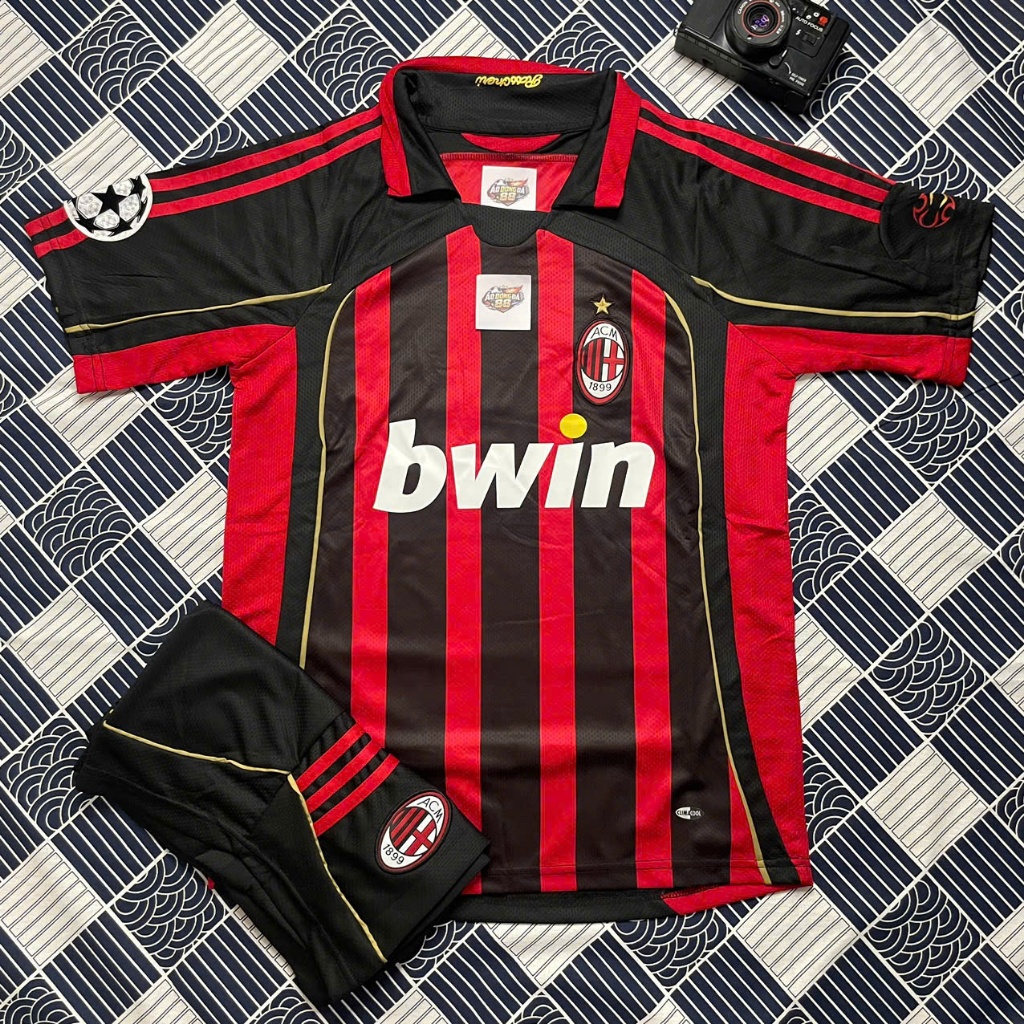 BỘ QUẦN ÁO BÓNG ĐÁ RETRO CLB AC MILAN 2007 - VẢI THÁI, CHUẨN MẪU THI ĐẤU