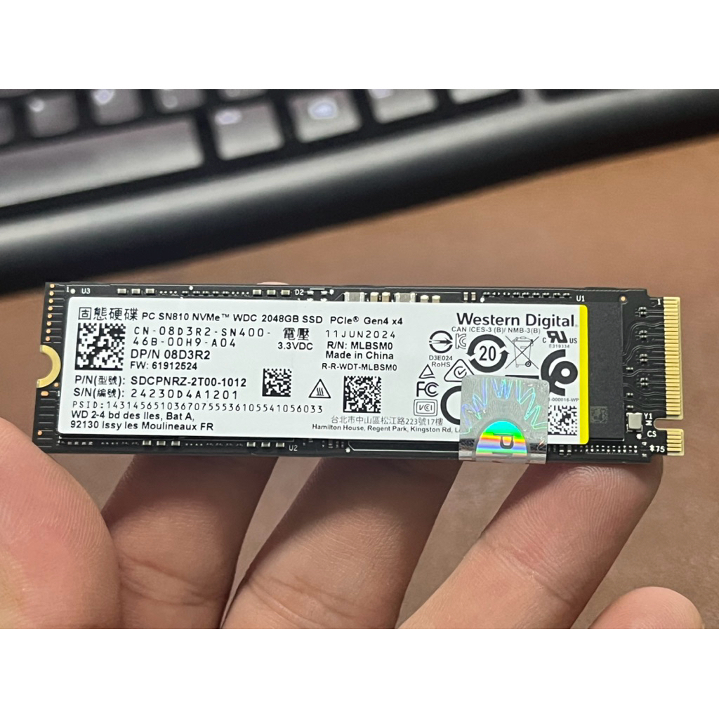 Bán Ổ cứng SSD NVME-PCIe 2TB 2000GB WD SN810   NVMe 2280 Gen4 x 4, có DRAM cache , sức khỏe 99%