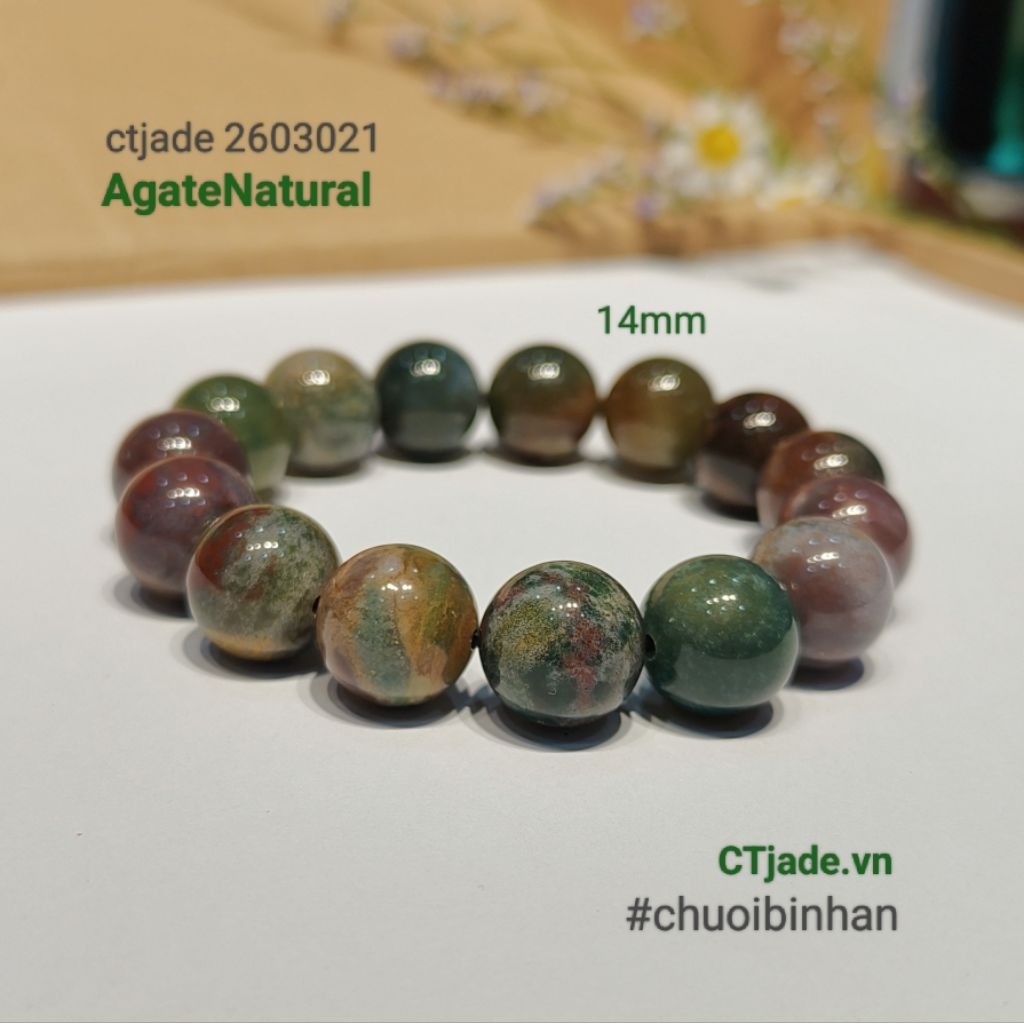 Ctjade 260302 Chuỗi bình an đá mã não thiên nhiên phát hành bỏi CTjade