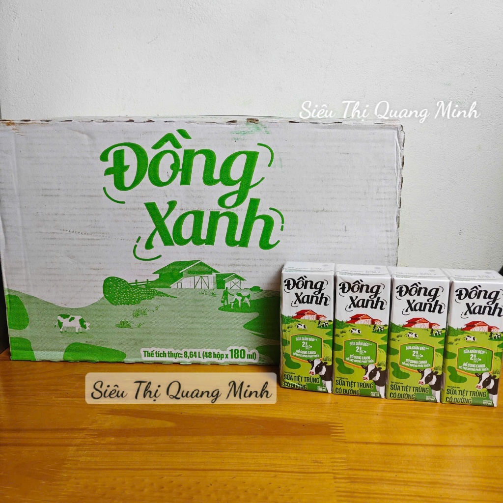 Combo 3 Lốc - Thùng 48 Hộp Sữa Tiệt Trùng Đồng Xanh Lof Có Đường 180ml