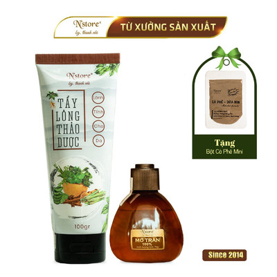 Combo Kem Tẩy Lông Thảo Dược N'store 100gr & Mỡ Trăn Triệt Lông N'store 75gr