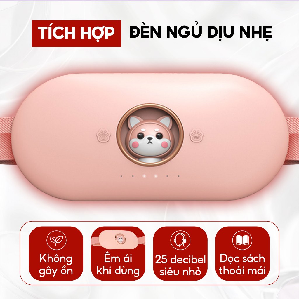 Máy Massage Chườm Nóng Giảm Đau Bụng Kinh,Đai massage bụng lưng - Quà Tặng Bạn Gái, 3 chế độ