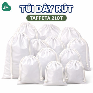 Túi dây rút 3II HOME vải Taffeta210T màu trắng sợi Polyester đựng mỹ phẩm trang sức vật dụng cá nhân