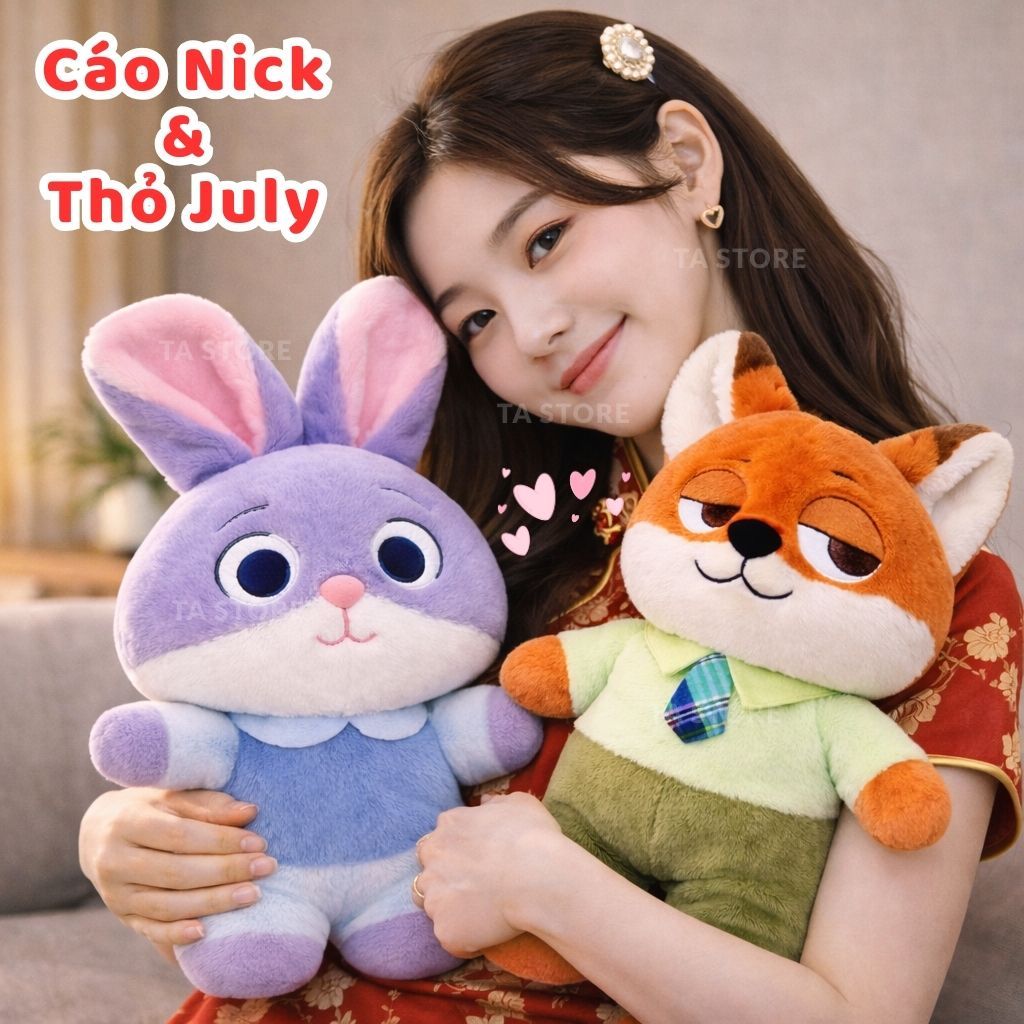 (HCM-Hỏa tốc 2h) Gấu bông Zootopia Cáo Nick và Thỏ July size 35cm cute dễ thương Ta Store
