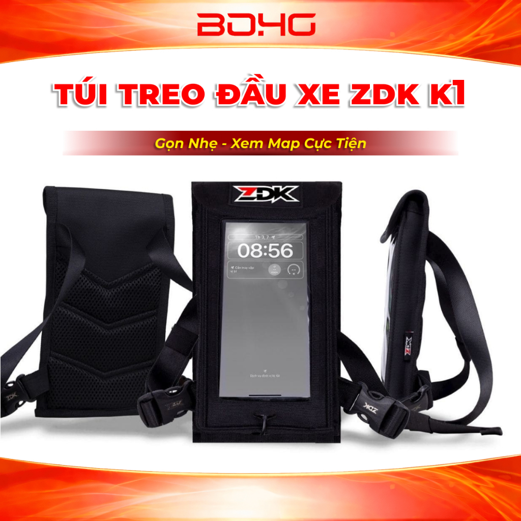 Túi Treo Đầu Xe Máy ZDK K1 Gắn Điện Thoại Xem Map Tiện Lợi, Túi Treo Ghi Đông Xe Máy ZDK Chính Hãng