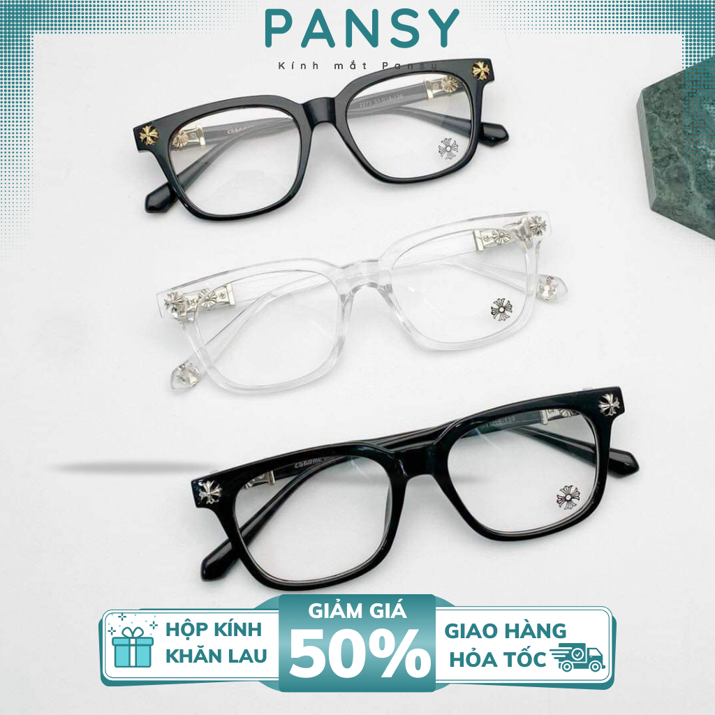 Gọng Kính Cận Mắt Kính Vuông Nam Nữ Phong Cách Thời Trang Nhựa Kim Loại Cao Cấp Bền Đẹp CH 2273 Pans
