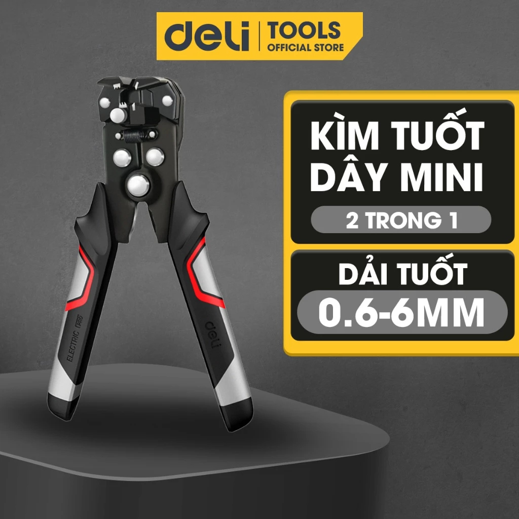 Kìm Tuốt Dây Điện Đa Năng Deli - Chất Liệu Thép Cao Cấp, Điều Chỉnh Lực Tuốt Dây Dễ Dàng - EDL2015