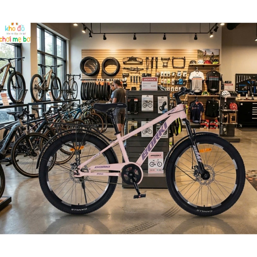 Xe Đạp Địa Hình BORKI BC380 Xe Đạp Học Sinh Size 24 26 Khung Thép Phuộc Nhún Lò Xo